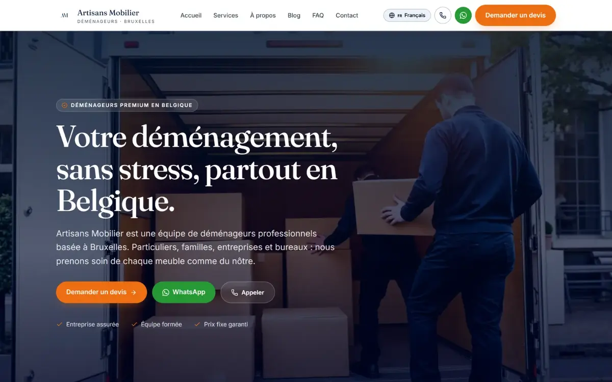 Website von Artisans Mobiliers